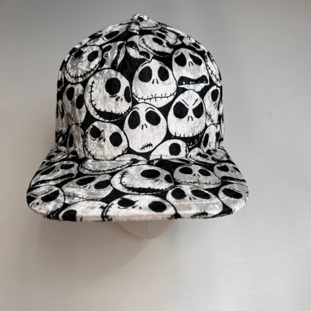 Jack Skellington Hat Men Snap Back Faces Nightmare Christmas Flock Core Cap Ne